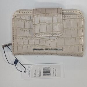 NWT French Connection Champagne Croc Leather Zipper Wallet